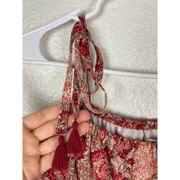 Madewell Silk Dress Medium Pink Red Paisley Off Shoulder Cold Shoulder Paisley - Picture 6 of 10